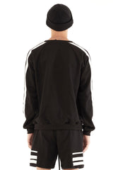 JONNY COTA mens-tops TERRY PULLOVER WITH STRIPES IN BLACK