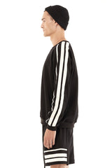 JONNY COTA mens-tops TERRY PULLOVER WITH STRIPES IN BLACK