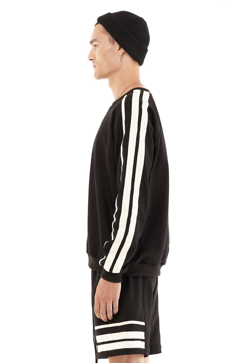 JONNY COTA mens-tops TERRY PULLOVER WITH STRIPES IN BLACK