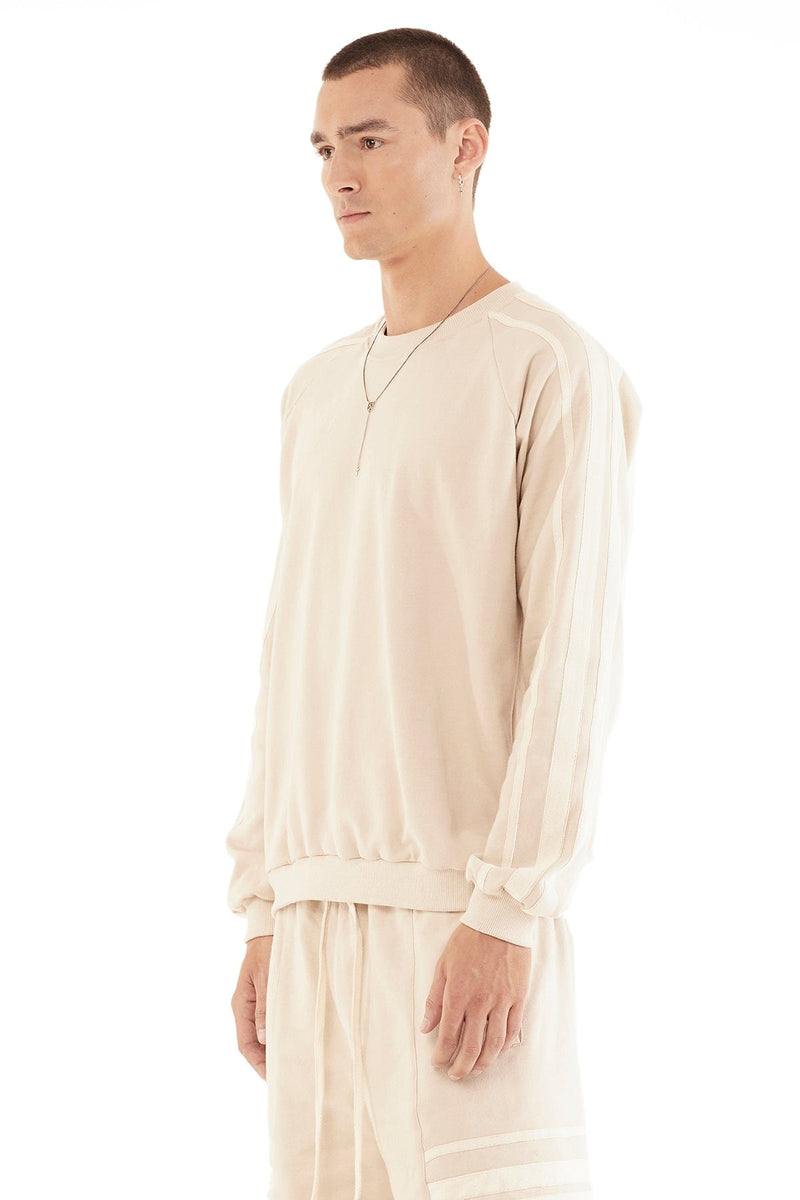 JONNY COTA mens-tops TERRY PULLOVER WITH STRIPES IN FOG