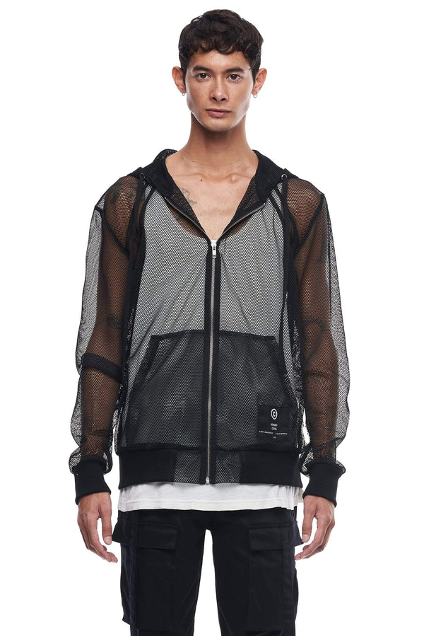 JONNY COTA MENS TOPS XS / BLACK KNIT MESH HOODIE