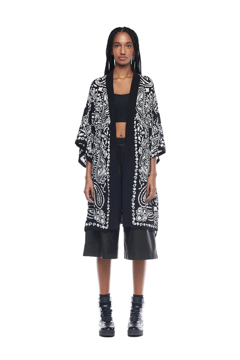 JONNY COTA One Size / Black BANDANA PRINT KIMONO