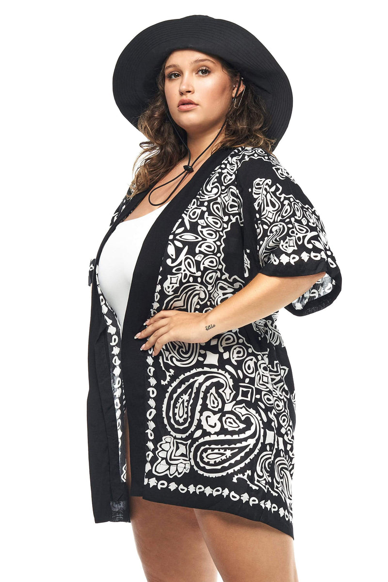 JONNY COTA One Size / Black BANDANA PRINT KIMONO