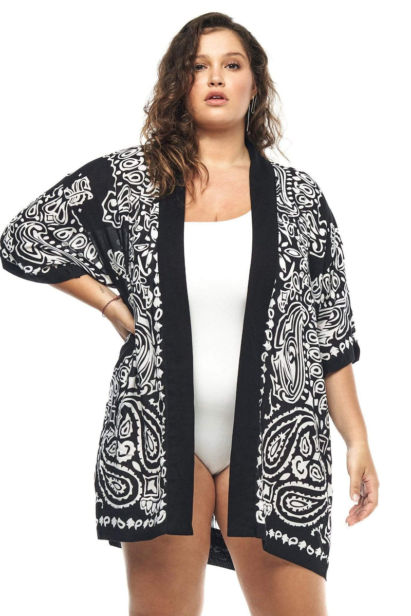 JONNY COTA One Size / Black BANDANA PRINT KIMONO