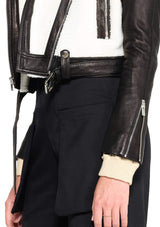 JONNY COTA Outerwear SHEARLING MOTO JACKET IN BONE