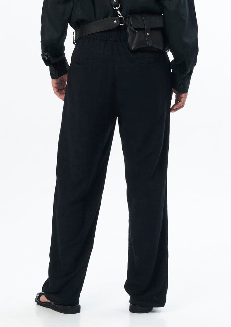 JONNY COTA Pants LINEN TRACK PANTS IN BLACK