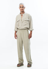 Cotton/Linen Navy Color Men Casual Track Pants, Size: S,M,L,XL