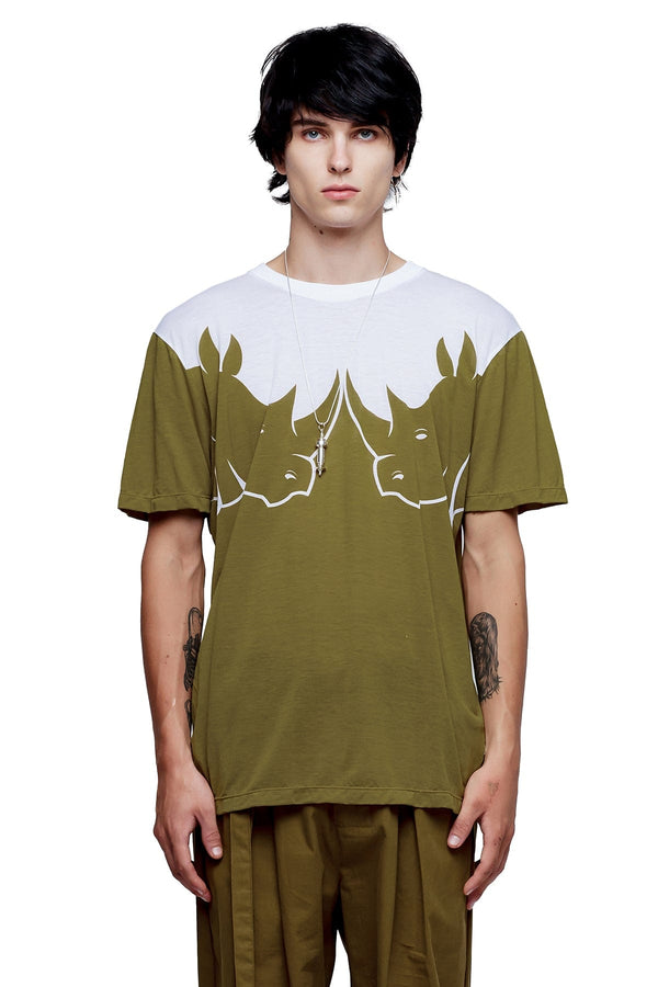 JONNY COTA RHINO T-SHIRT IN OLIVE