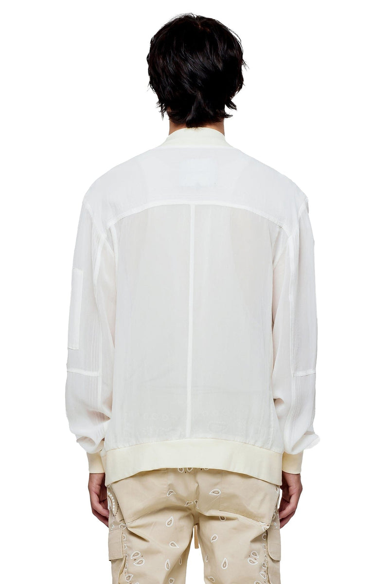 JONNY COTA SHEER BOMBER JACKET IN BONE