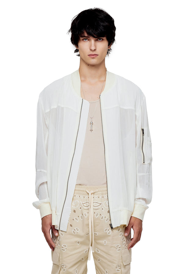 JONNY COTA SHEER BOMBER JACKET IN BONE