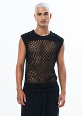 JONNY COTA Shirt BLACK / S KNIT SLEEVELESS SHIRT IN BLACK
