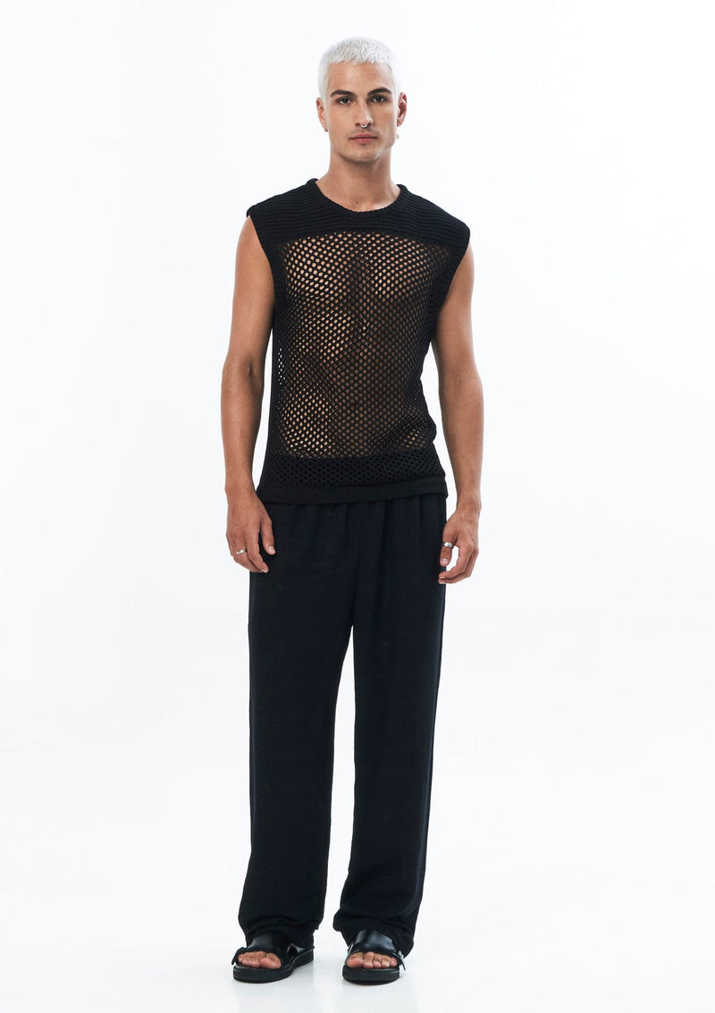 JONNY COTA Shirt KNIT SLEEVELESS SHIRT IN BLACK
