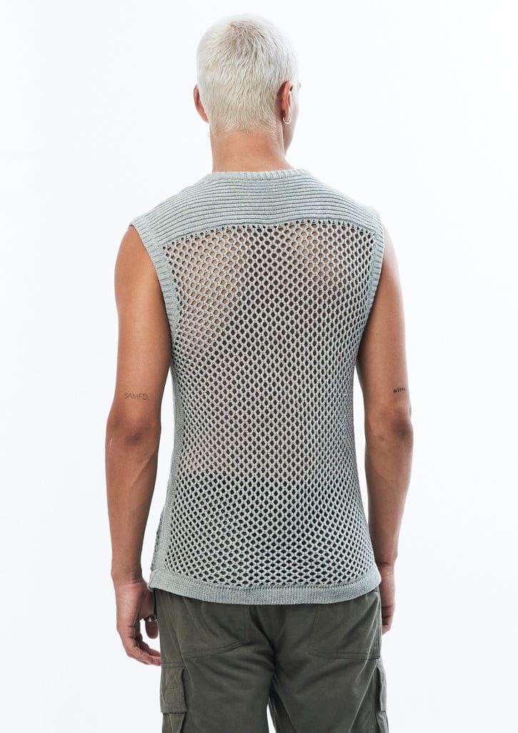 JONNY COTA Shirt KNIT SLEEVELESS SHIRT IN GREY