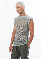 JONNY COTA Shirt KNIT SLEEVELESS SHIRT IN GREY