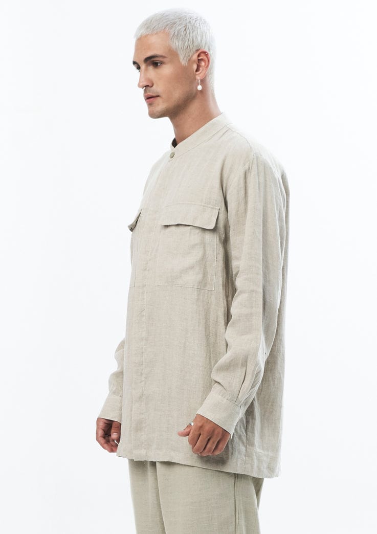 JONNY COTA Shirt OVERSIZE POCKET SHIRT IN TAN