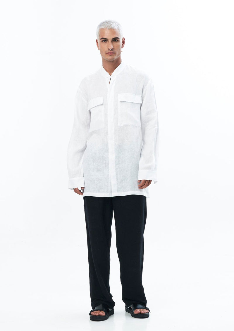 JONNY COTA Shirt OVERSIZE POCKET SHIRT IN WHITE