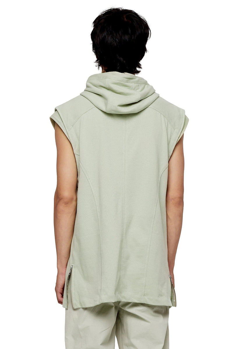 JONNY COTA SLEEVELESS LONG HOODIE  IN BONE