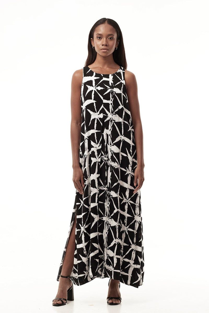 Jonny Cota Studio DRESSES BLACK PRINT / XS LONG DRESS IN ABSTRACT PRINT