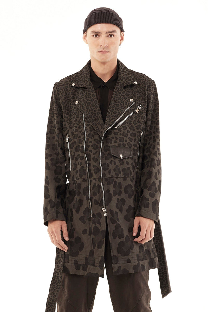 Jonny Cota Studio MENS OUTERWEAR GREY LEOPARD PRINT DENIM COAT