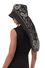 Jonny Cota Studio VEILED BUCKET HAT IN BLACK BANDANA