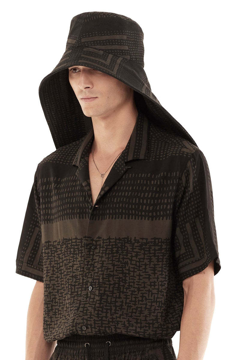 Jonny Cota Studio VEILED BUCKET HAT IN GREY SAHARA