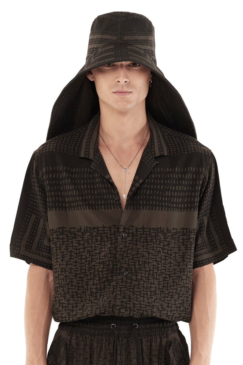 Jonny Cota Studio VEILED BUCKET HAT IN GREY SAHARA