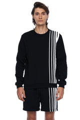 JONNY COTA tops BLACK / S GRADIENT STRIPE PULLOVER SWEATSHIRT IN BLACK