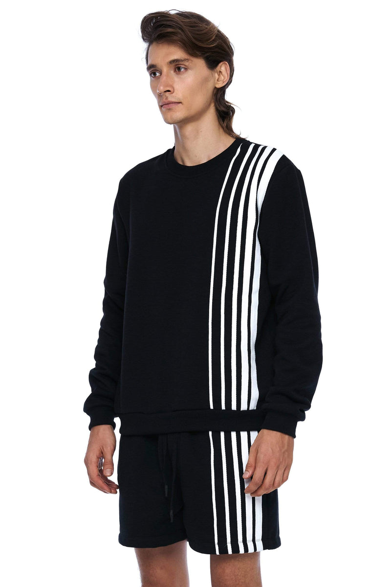 JONNY COTA tops GRADIENT STRIPE PULLOVER SWEATSHIRT IN BLACK