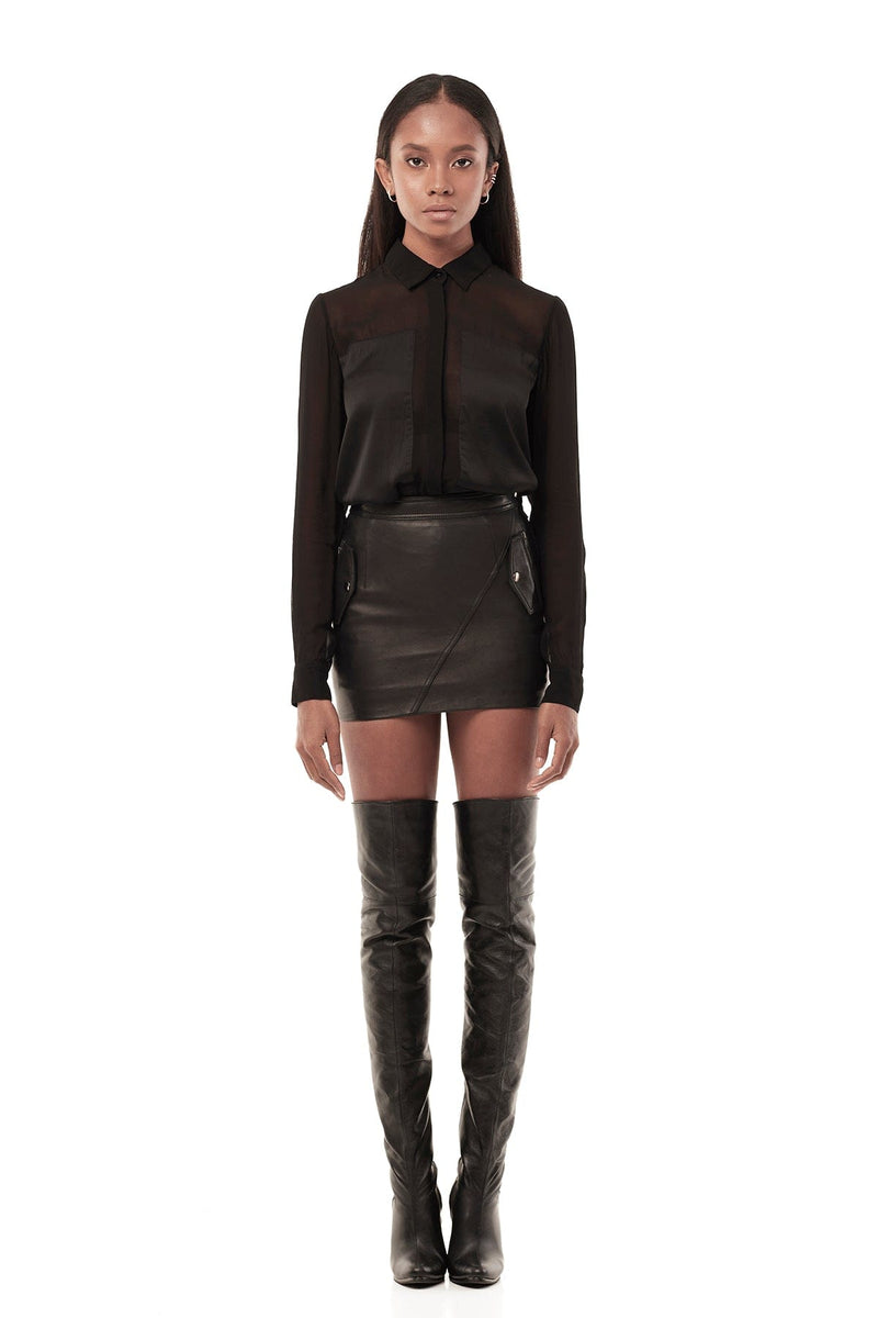 JONNY COTA women-bottoms LEATHER MINI SKIRT IN BLACK