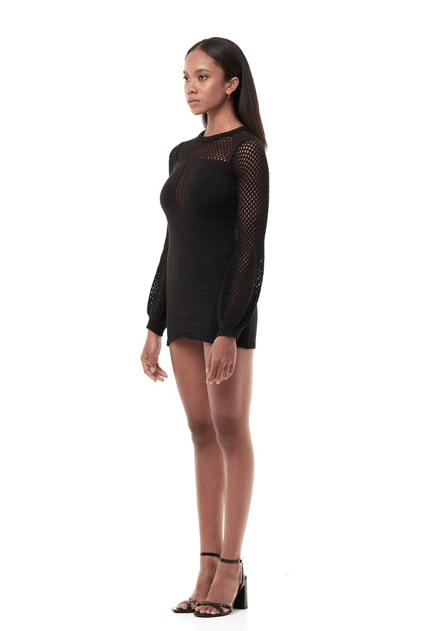 JONNY COTA women-dresses KNIT MESH DRESS IN BLACK