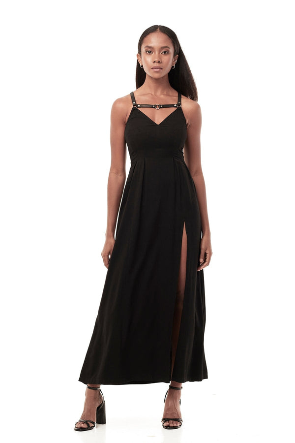 LONG HARNESS DRESS IN BLACK JONNY COTA LONG HARNESS DRESS IN BLACK JONNY COTA