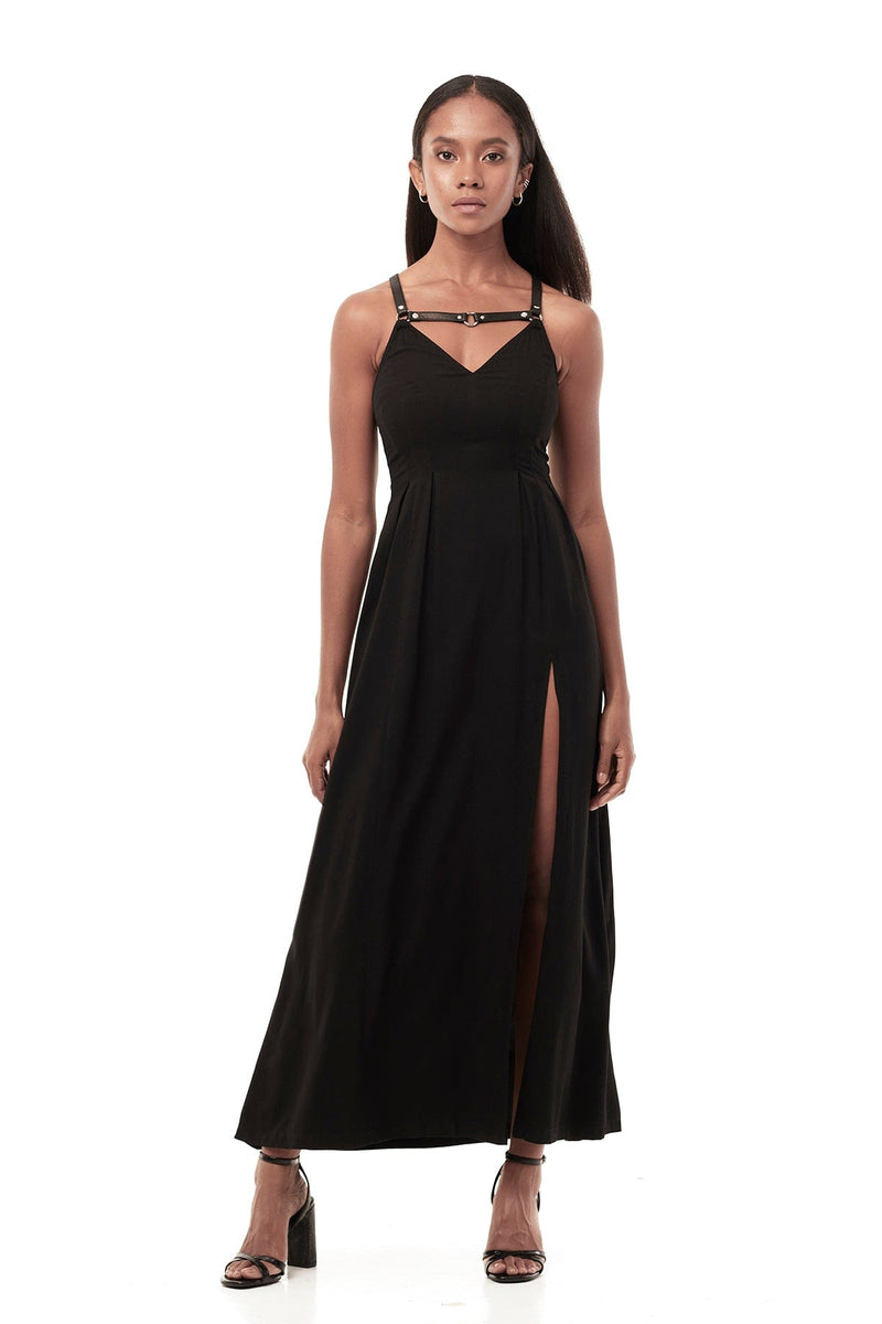 Black Faux Leather Off The Shoulder Shirred Evening Gown – Deanzign