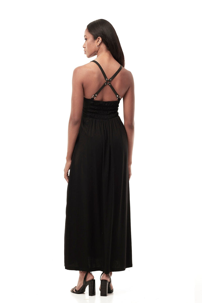 LONG HARNESS DRESS IN BLACK JONNY COTA LONG HARNESS DRESS IN BLACK JONNY COTA
