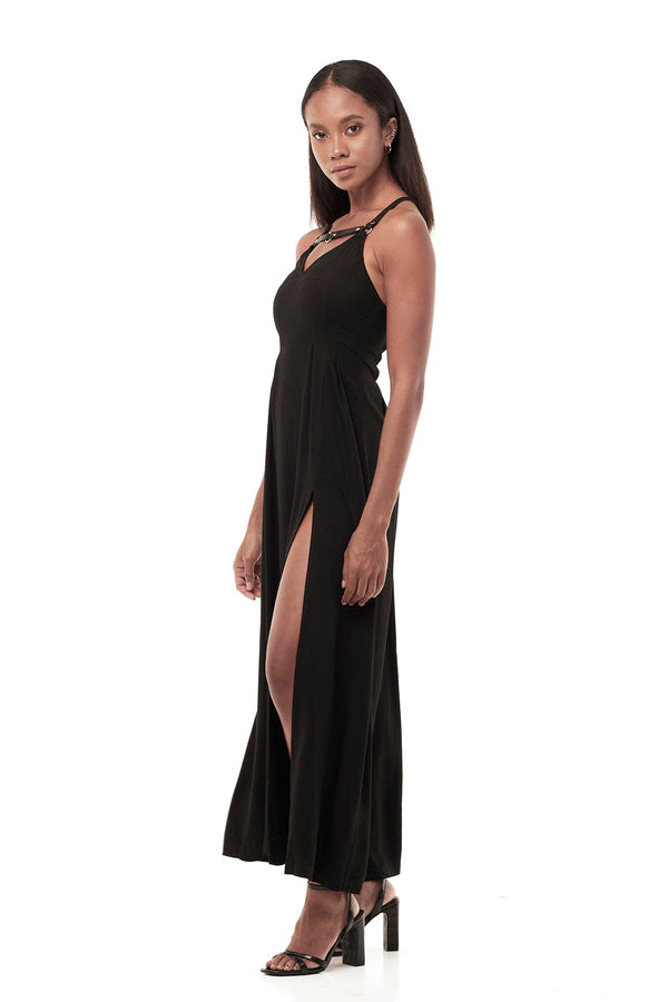 JONNY COTA women-dresses LONG HARNESS DRESS IN BLACK