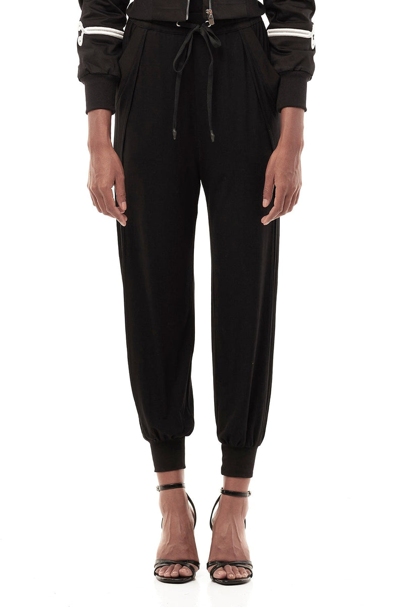 JONNY COTA womens-bottoms OPEN LEG JERSEY PANTS IN BLACK