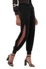 JONNY COTA womens-bottoms OPEN LEG JERSEY PANTS IN BLACK