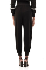 JONNY COTA womens-bottoms OPEN LEG JERSEY PANTS IN BLACK