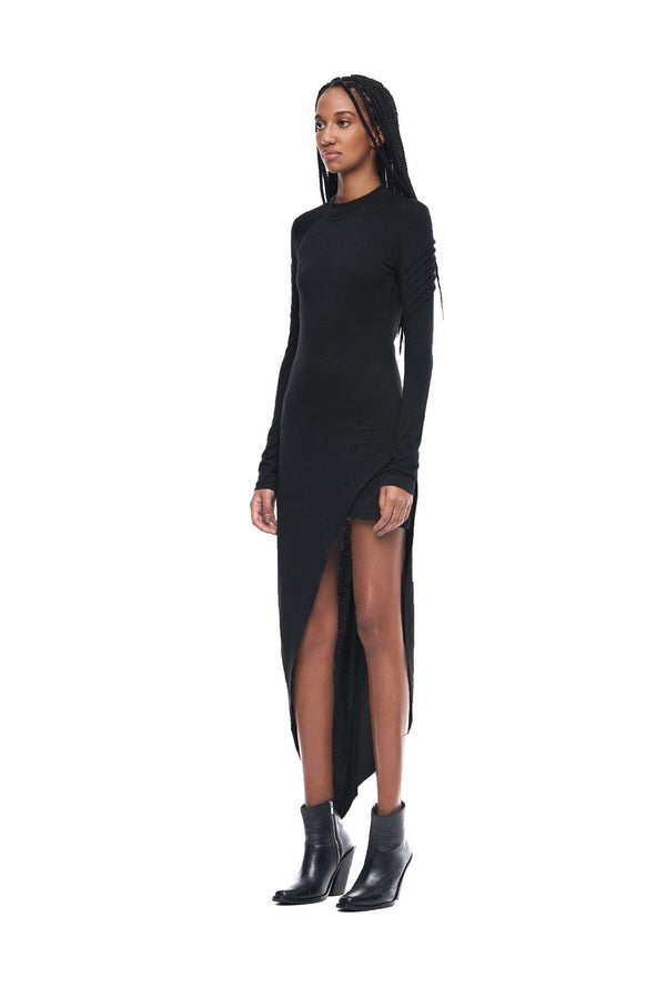 JONNY COTA womens-dresses ASYMMETRICAL MINI DRESS IN BLACK