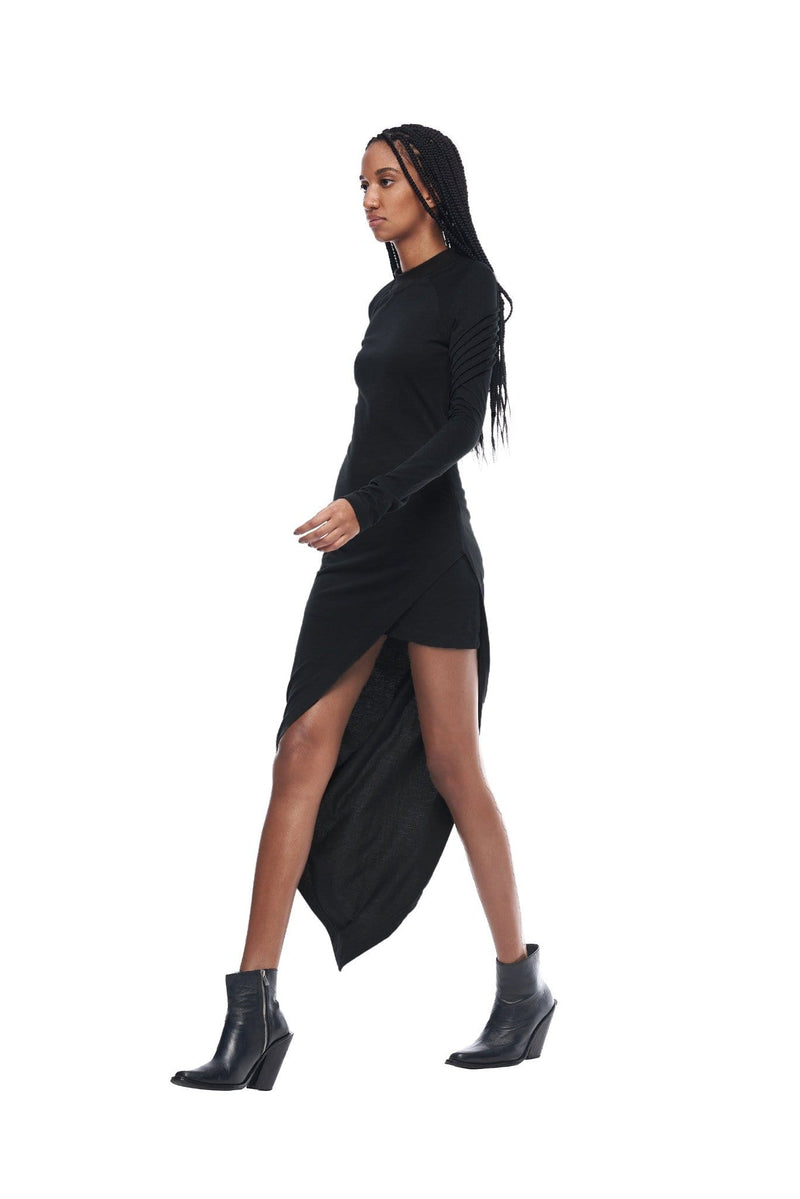 JONNY COTA womens-dresses ASYMMETRICAL MINI DRESS IN BLACK