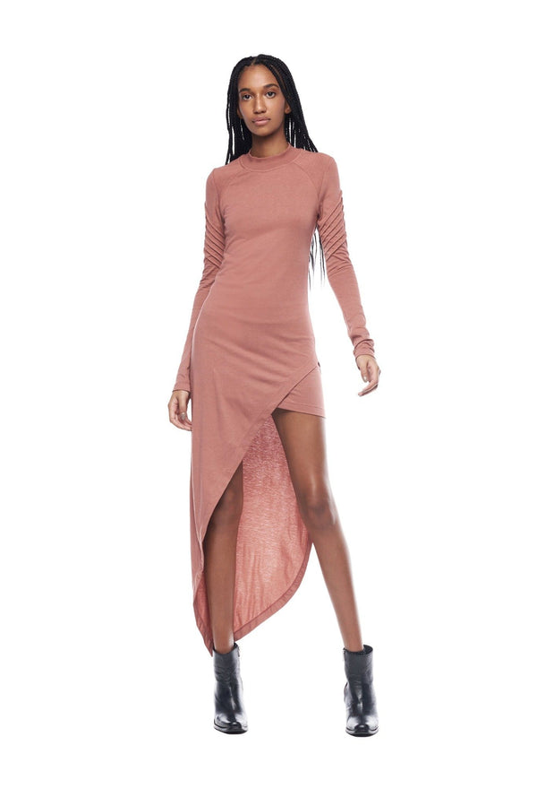 JONNY COTA womens-dresses ASYMMETRICAL MINI DRESS IN BLUSH