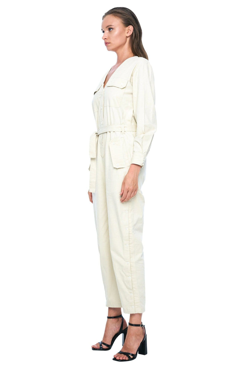 JONNY COTA womens-dresses SAHARA JUMPSUIT IN BEIGE