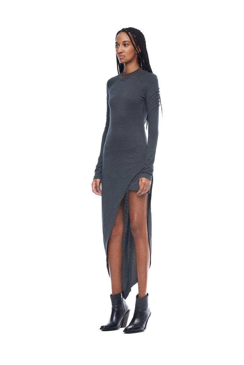 JONNY COTA womens-dresses XS / GREY ASYMMETRICAL MINI DRESS IN GREY