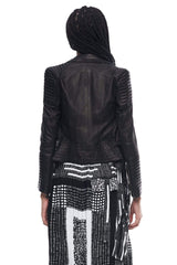 JONNY COTA WOMENS OUTERWEAR DRAPED MOTORCYCLE JACKET