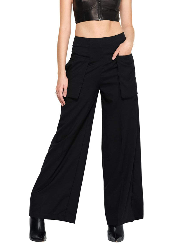 JONNY COTA XS / BLACK WIDE LEG TROUSERS IN BLACK