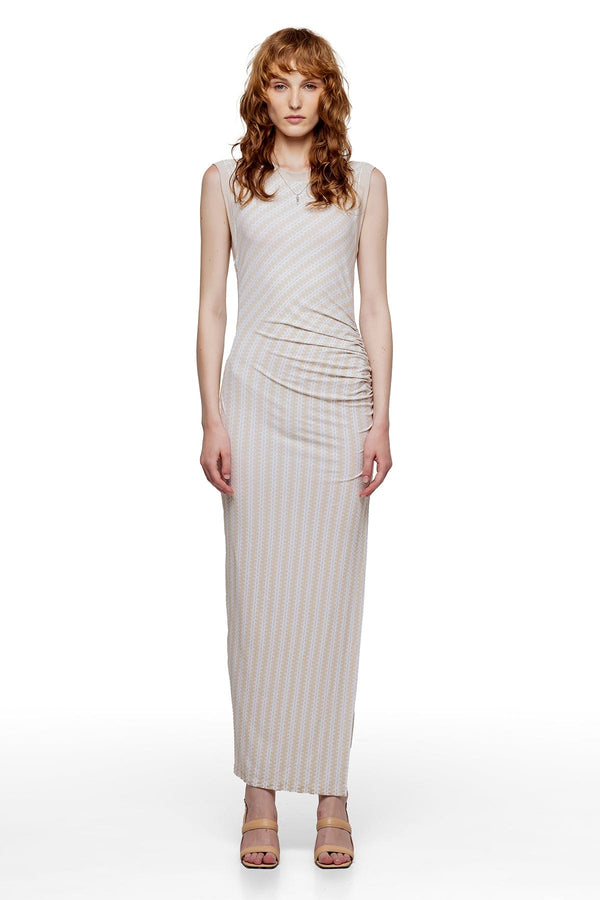 JONNY COTA XS / White and Bone JERSEY DRESS WITH CHAINS IN WHITE AND BONE